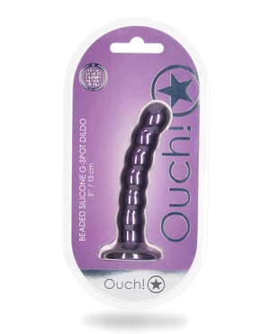Shots Ouch 5″ Beaded G-Spot Dildo – Metallic Purple by Ouch product image