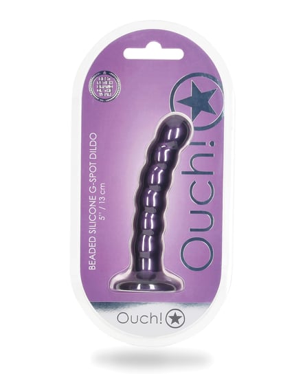 Shots Ouch 5″ Beaded G-Spot Dildo – Metallic Purple by Ouch product image
