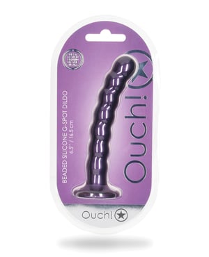Shots Ouch 6.5″ Beaded G-Spot Dildo – Metallic Purple by Ouch product image