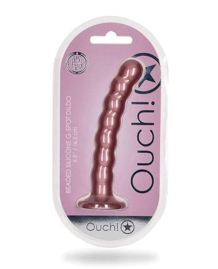 Shots Ouch 6.5″ Beaded G-Spot Dildo – Rose Gold by Ouch product image