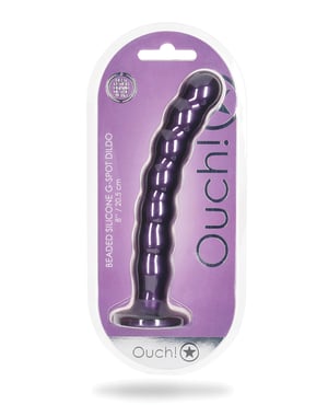 Shots Ouch 8″ Beaded G-Spot Dildo – Metallic Purple by Ouch product image