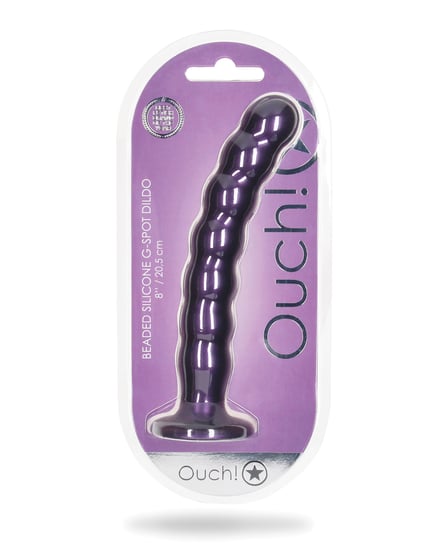 Shots Ouch 8″ Beaded G-Spot Dildo – Metallic Purple by Ouch product image