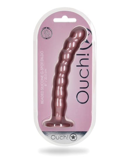 Shots Ouch 8″ Beaded G-Spot Dildo – Rose Gold by Ouch product image