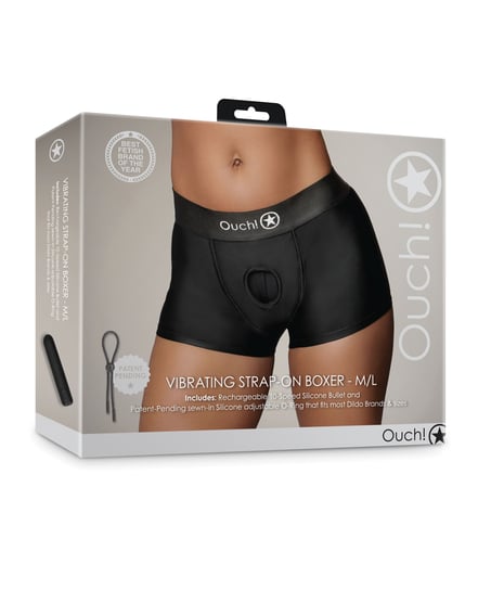 Shots Ouch Vibrating Strap On Boxer – Black M/L by Ouch product image
