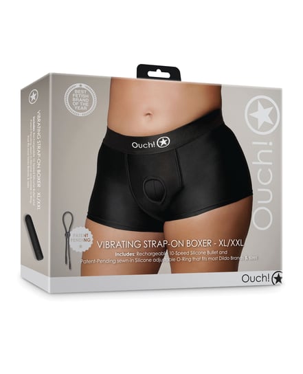 Shots Ouch Vibrating Strap On Boxer – Black XL/XXL by Ouch product image