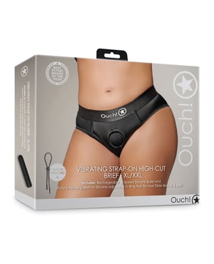Shots Ouch Vibrating Strap On High-Cut Brief – Black XL/XXL by Ouch product image