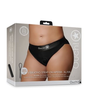 Shots Ouch Vibrating Strap On Hipster – Black XL/XXL by Ouch product image
