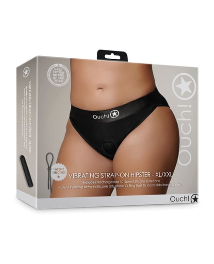 Shots Ouch Vibrating Strap On Hipster – Black XL/XXL by Ouch product image