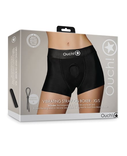 Shots Ouch Vibrating Strap On Boxer – Black XS/S by Ouch product image