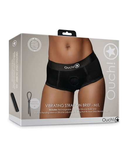 Shots Ouch Vibrating Strap On Brief – Black M/L by Ouch product image
