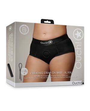 Shots Ouch Vibrating Strap On Brief – Black XL/XXL by Ouch product image