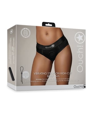 Shots Ouch Vibrating Strap On High-Cut Brief – Black M/L by Ouch product image