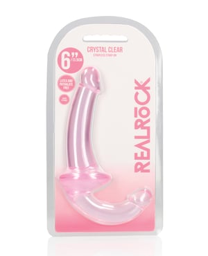 Shots RealRock Crystal Clear 6″ Strapless Strap-On – Pink by RealRock product image