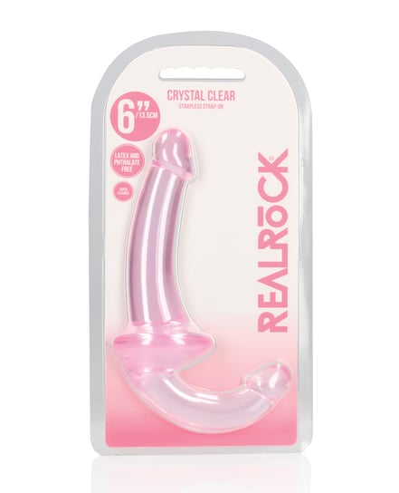 Shots RealRock Crystal Clear 6″ Strapless Strap-On – Pink by RealRock product image