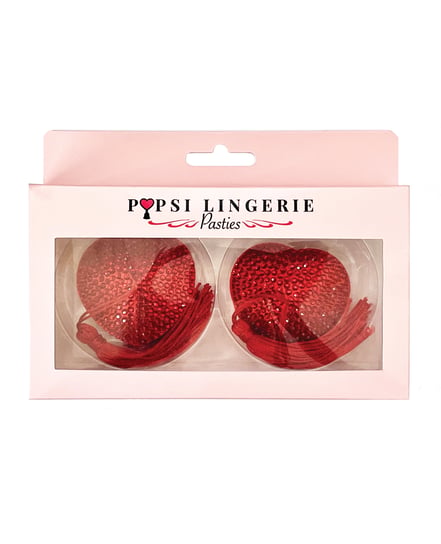 Diamond Reuseable Tassel Pasties – Red O/S by Popsi Lingerie product image