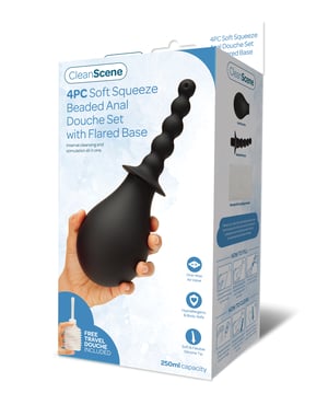 CleanScene 4 pc Soft Squeeze Beaded Anal Douche Set w/Flared Base by CleanScene product image