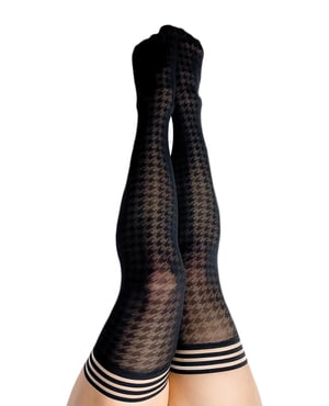 Kix’ies Meaghan Houndstooth Thigh High Black D by Kixies product image