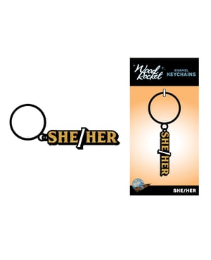 Wood Rocket She/Her Keychain – Black/Gold by Wood Rocket product image