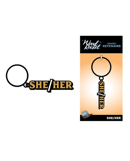 Wood Rocket She/Her Keychain – Black/Gold by Wood Rocket product image