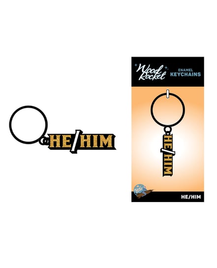Wood Rocket He/Him Keychain – Black/Gold by Wood Rocket product image
