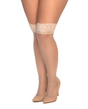 Mesh Thigh High Stockings Nude QN by Mapale product image