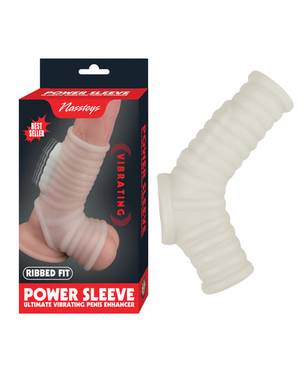 Vibrating Power Sleeve Ribbed Fit – White by Nasstoys product image