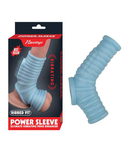 Vibrating Power Sleeve Ribbed Fit – Blue by Nasstoys product image