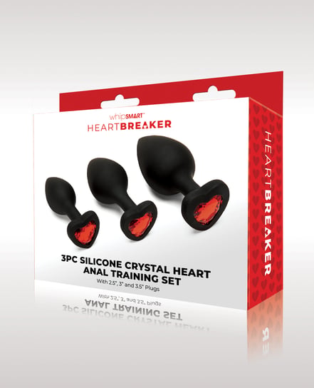 WhipSmart Heartbreaker 3 pc Crystal Heart Anal Training Set – Black/Red by WhipSmart product image