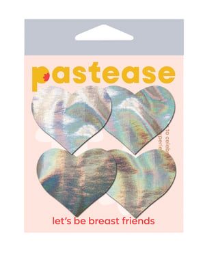 Pastease Premium Petites Holographic Heart – Silver O/S Pack of 2 Pair by Pastease product image
