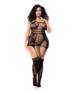Floral Fishnet Bodystocking Black QN by Mapale product image