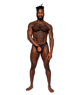 Sassy Lace Open Ring Thong Black L/XL by Male Power product image