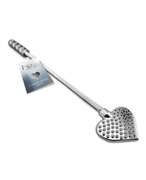 Nixie Flaming Heart Riding Crop – Silver by Nixie product image