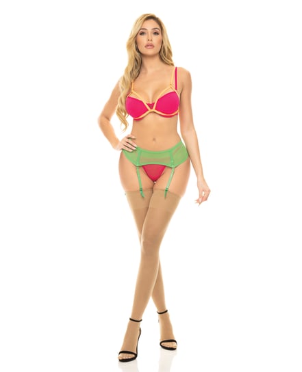 Pink Lipstick Come to Me Bra, Garter Belt & G-String Neon M/L by Pink Lipstick product image