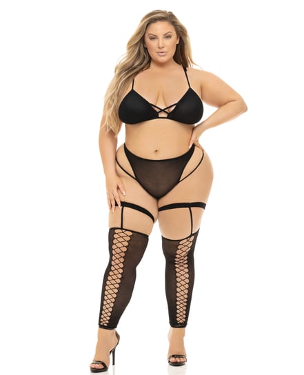 Pink Lipstick Want You Now Bra, Panty & Stockings Black QN by Pink Lipstick product image