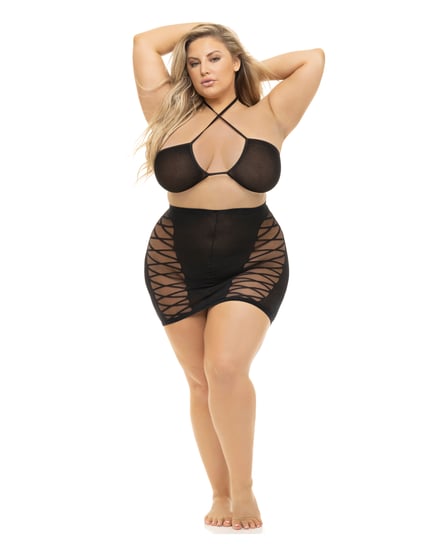Pink Lipstick Hold On Tight Halter Bra & Skirt Black QN by Pink Lipstick product image