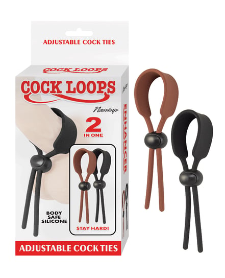 Cock Loops Adjustable Cock Ties – Brown/Black by Nasstoys product image