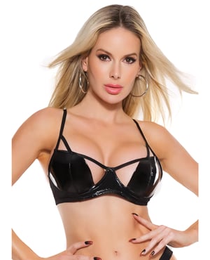 Darque PVC Cutaway Cup Strappy Bra Black XL by Darque product image