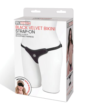 Lux Fetish Velvet Bikini Strap On – Black by Lux Fetish product image