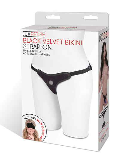 Lux Fetish Velvet Bikini Strap On – Black by Lux Fetish product image