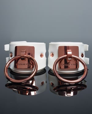 Pleasure Collection Adjustable Handcuffs – White/Rose Gold by Coquette Pleasure Collection product image