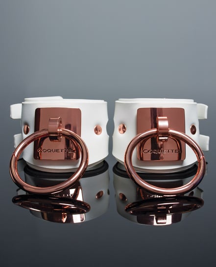 Pleasure Collection Adjustable Handcuffs – White/Rose Gold by Coquette Pleasure Collection product image