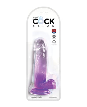 King Cock Clear 7″ Cock w/Balls – Purple by King Cock product image