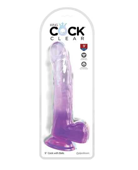 King Cock Clear 9″ Cock w/Balls – Purple by King Cock product image