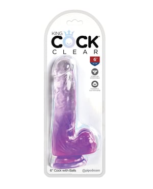 King Cock Clear 6″ Cock w/Balls – Purple by King Cock product image