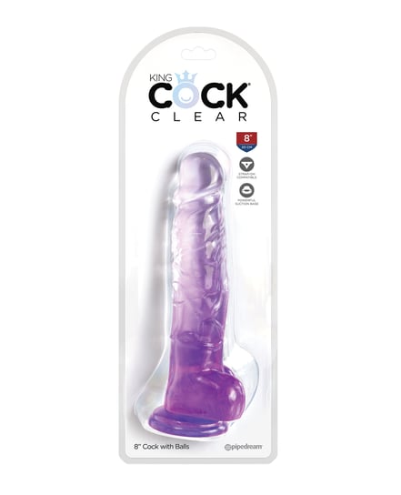 King Cock Clear 8″ Cock w/Balls – Purple by King Cock product image