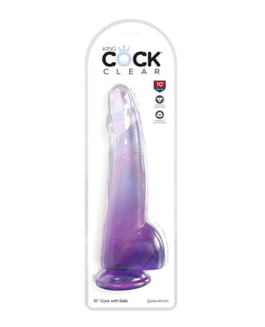 King Cock Clear 10″ Cock w/Balls – Purple by King Cock product image