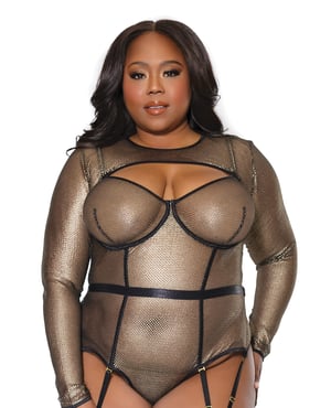 Holiday Metallic Fishnet Shrug Black/Gold OS/XL by Coquette product image