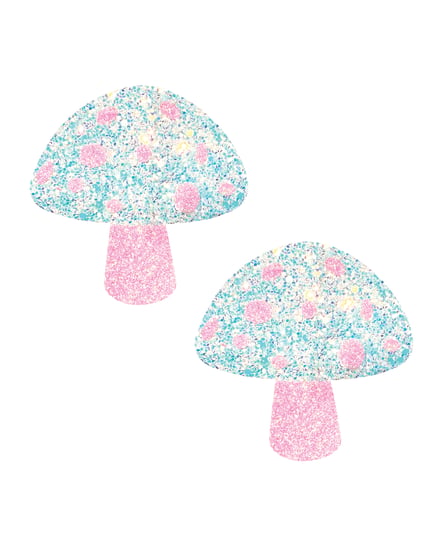 Neva Nude Black Light Glitter Shroom Pasties – Pink/White O/S by Neva Nude product image