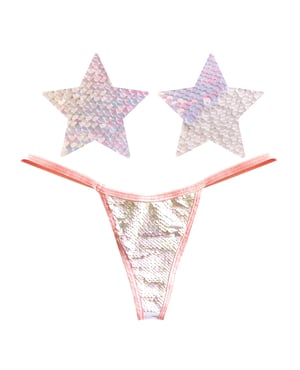 Neva Nude Naughty Knix Princess Bride Flip Sequin G-String & Pasties – Pink/White O/S by Neva Nude product image