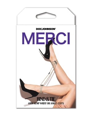 Merci Hogtie – Bind & Tie Wrist or Ankle Cuffs – 6 mm Hemp – Black by Merci product image